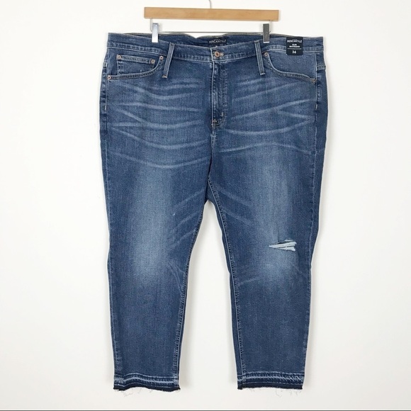 NEW NWT J.CREW Slim Boyfriend Jeans Raw Frayed released Hem Plus Size 36 - Picture 2 of 8
